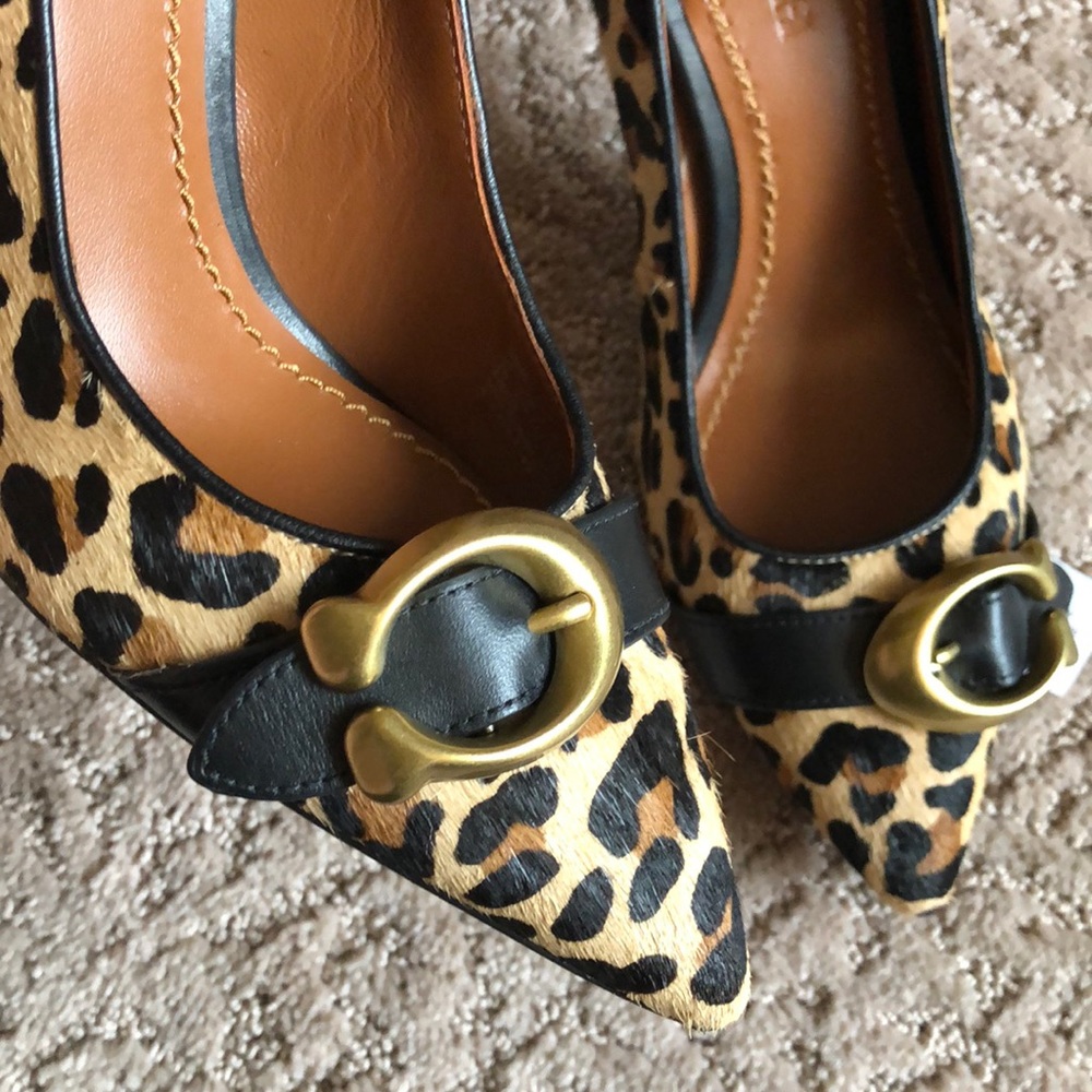 New! Coach Waverly Calf Hair Leopard Pump 7 - Picture 5 of 7